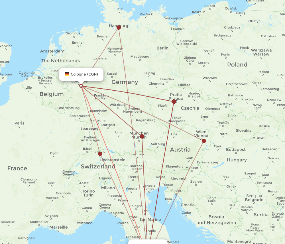 CGN-FCO flight routes