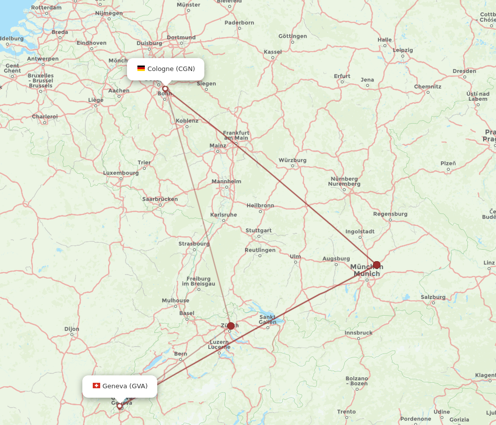 CGN to GVA flights and routes map