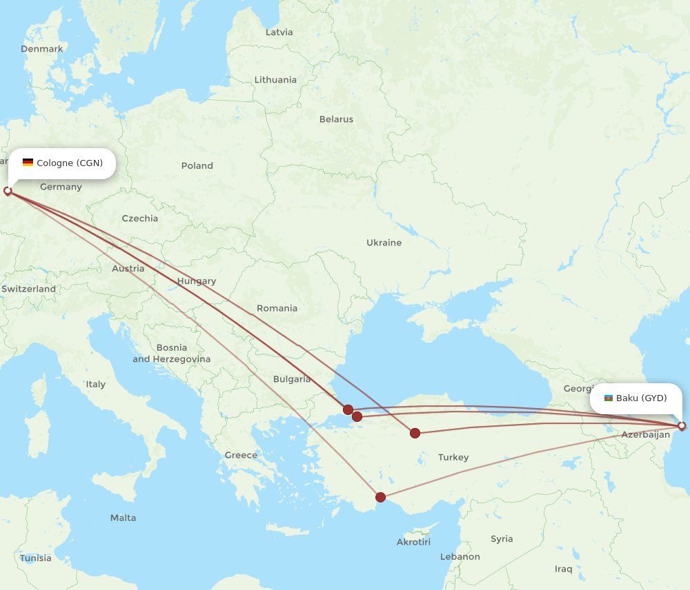 CGN-GYD flight routes