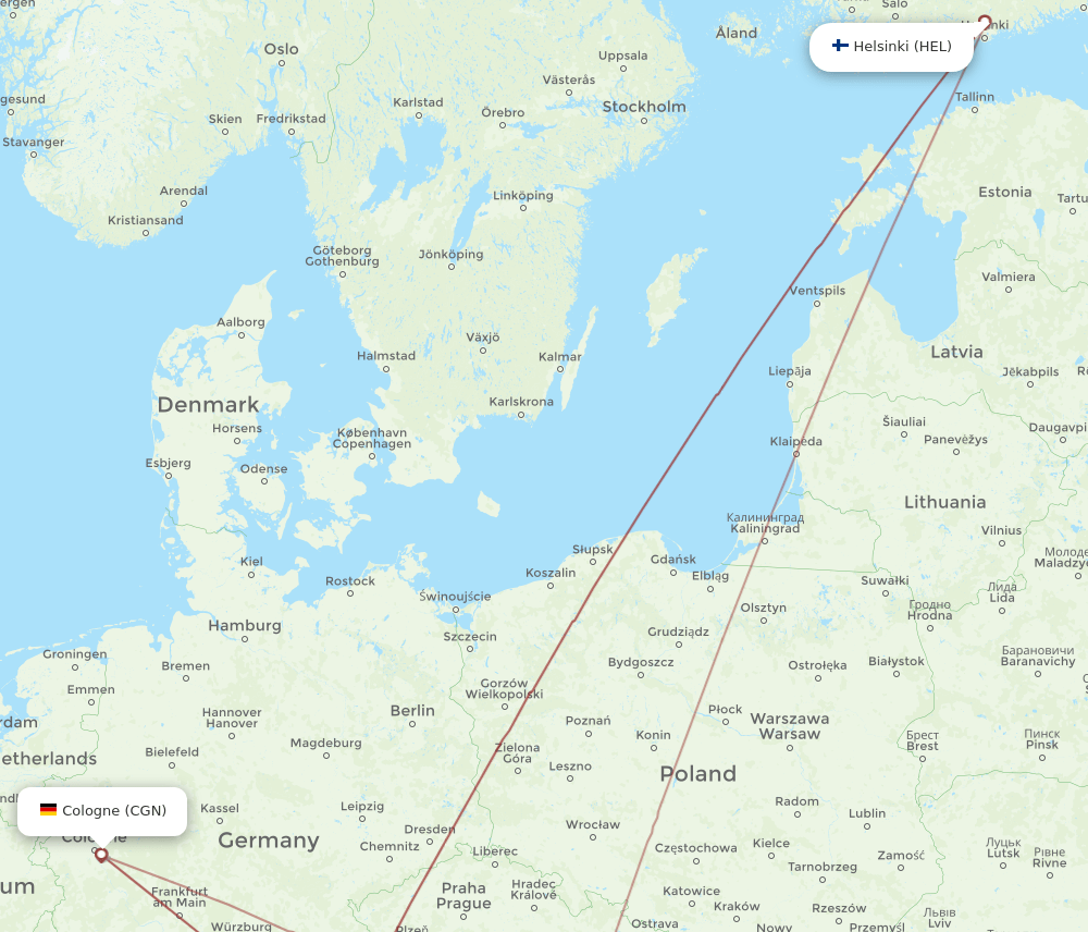 CGN-HEL flight routes