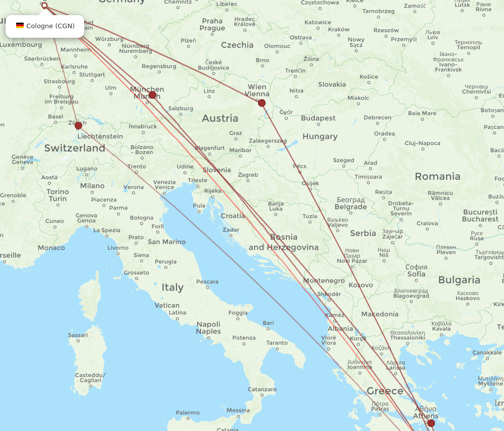 CGN-HER flight routes