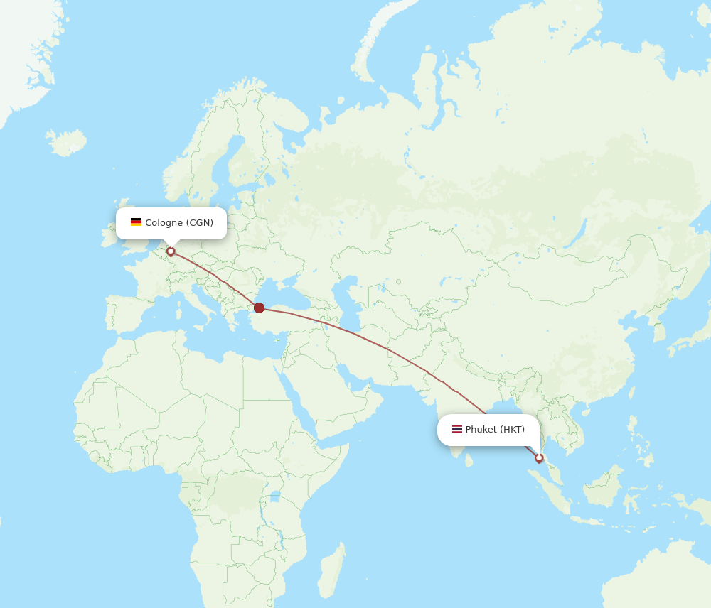 CGN to HKT flights and routes map
