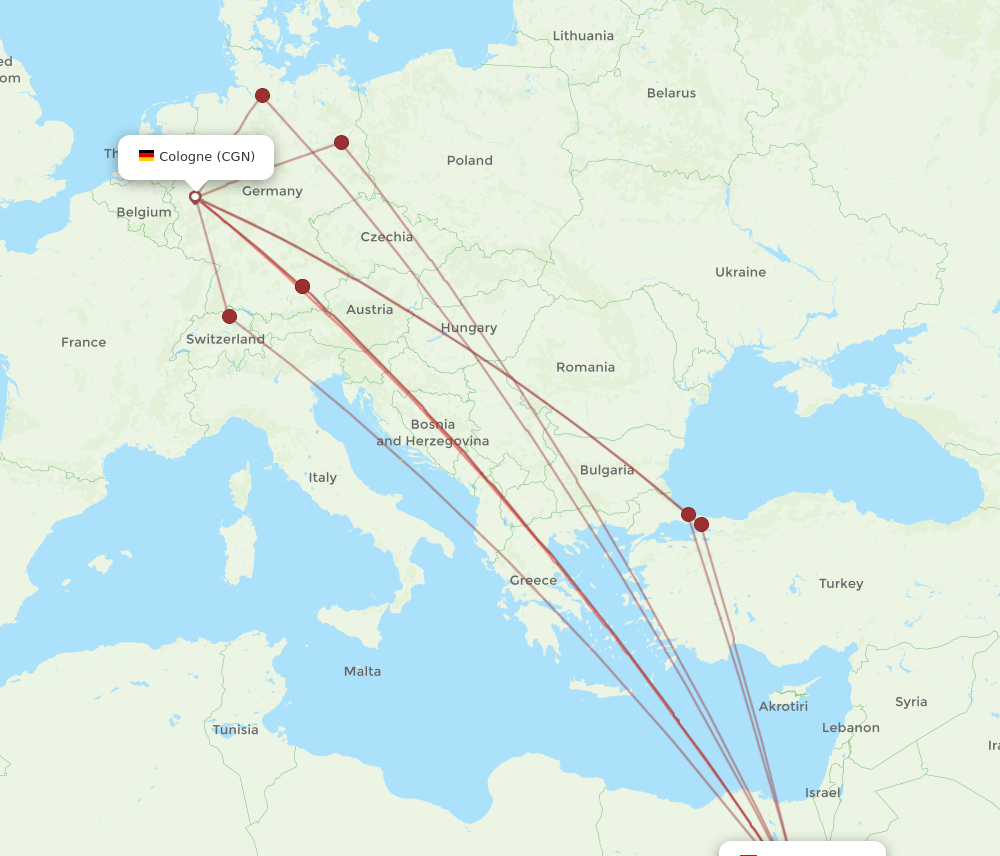 CGN-HRG flight routes