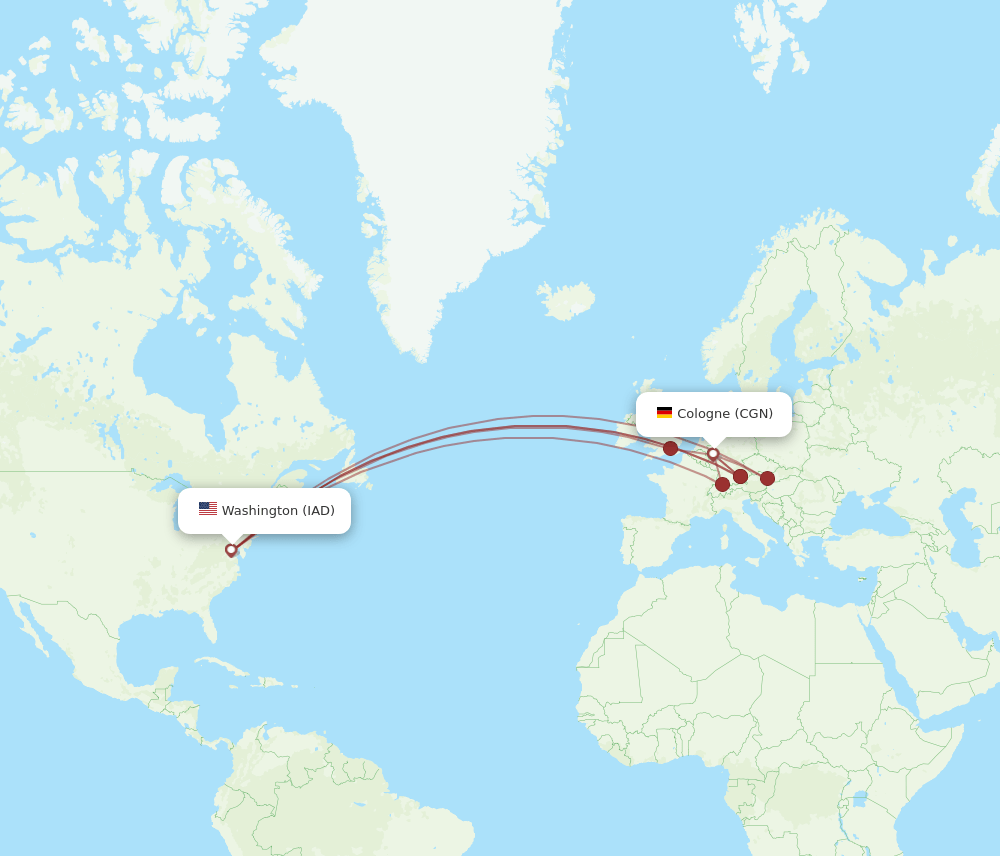 CGN-IAD flight routes