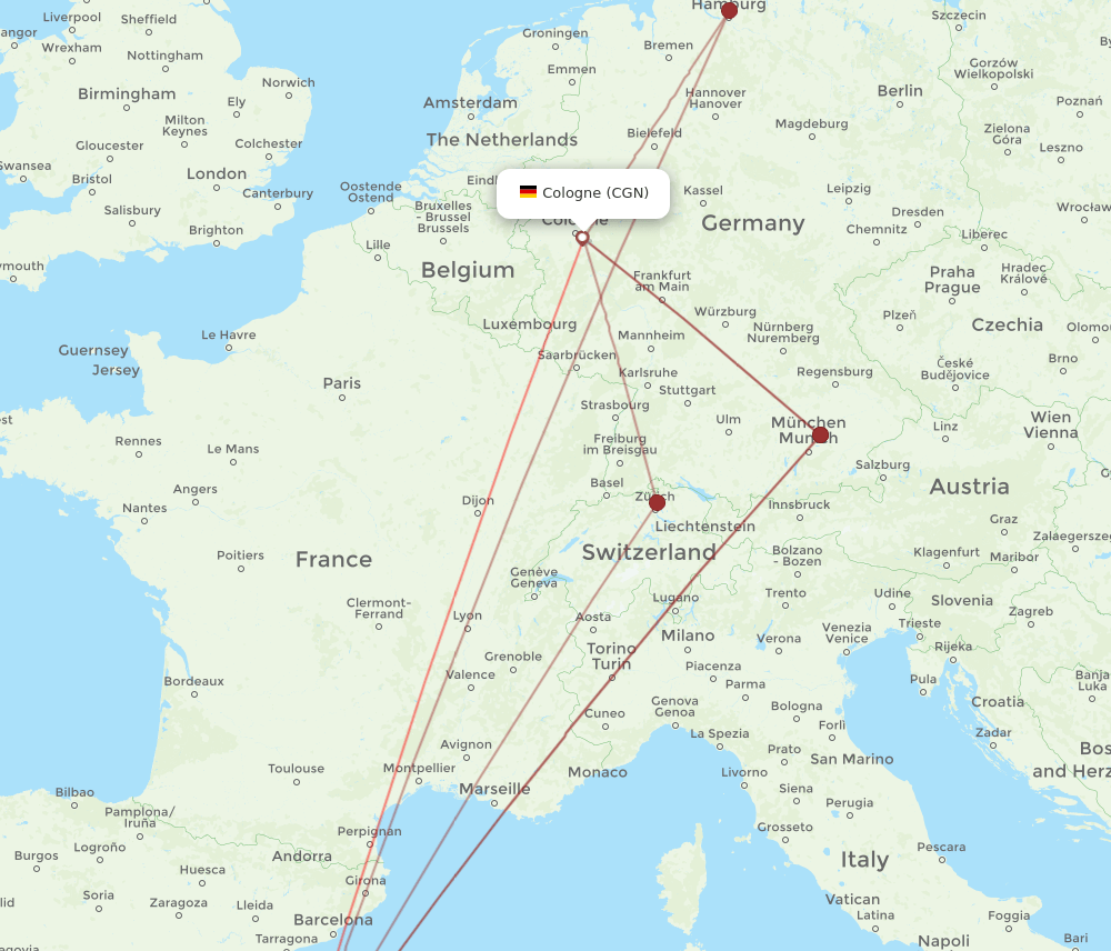 CGN-IBZ flight routes