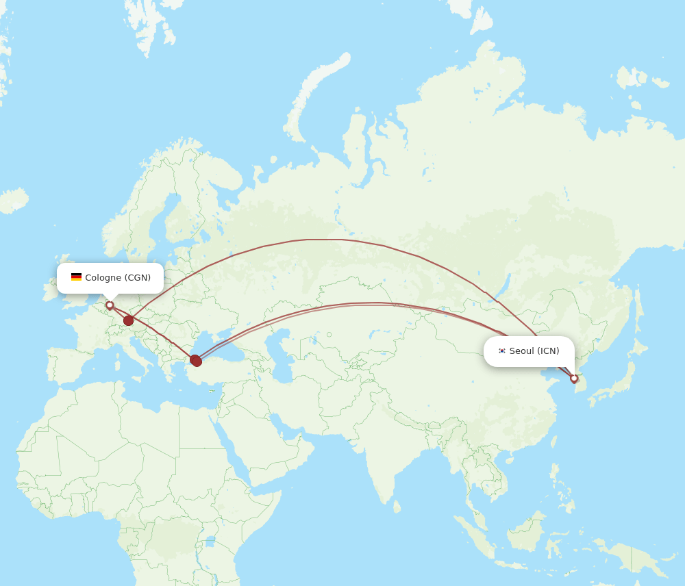 CGN-ICN flight routes