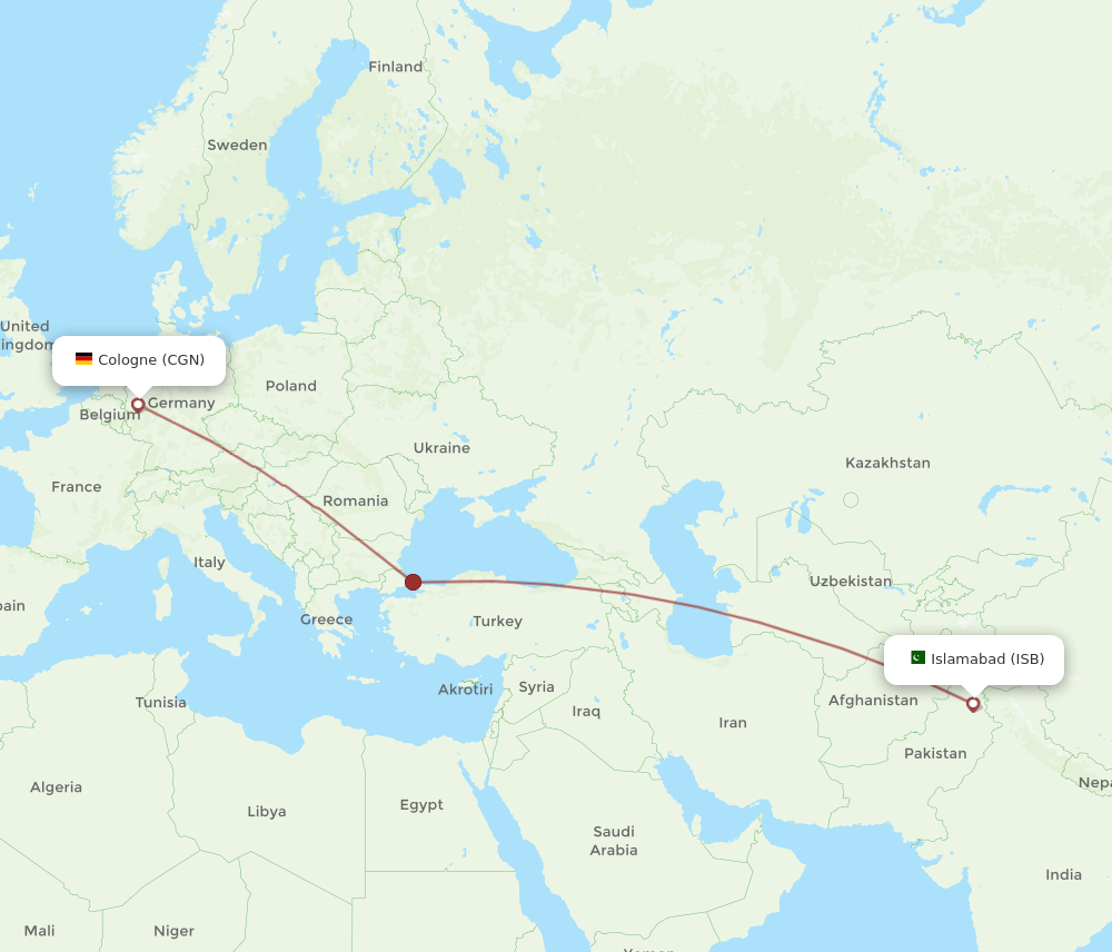 CGN-ISB flight routes