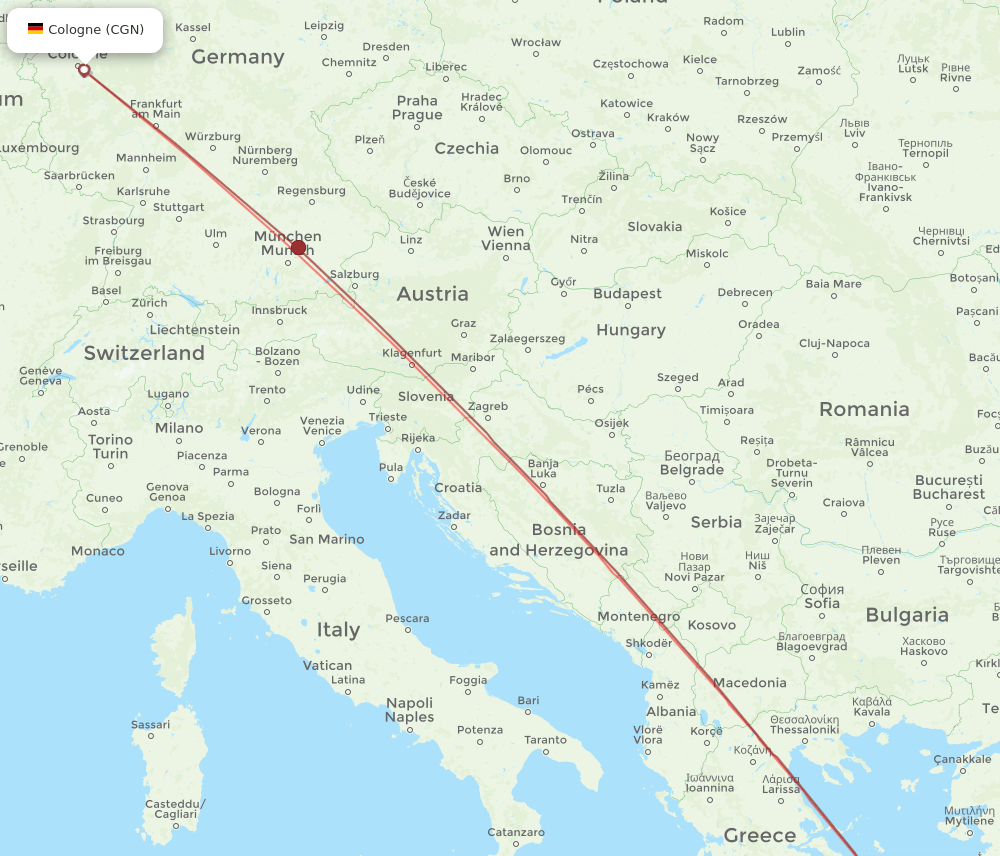 CGN-JMK flight routes