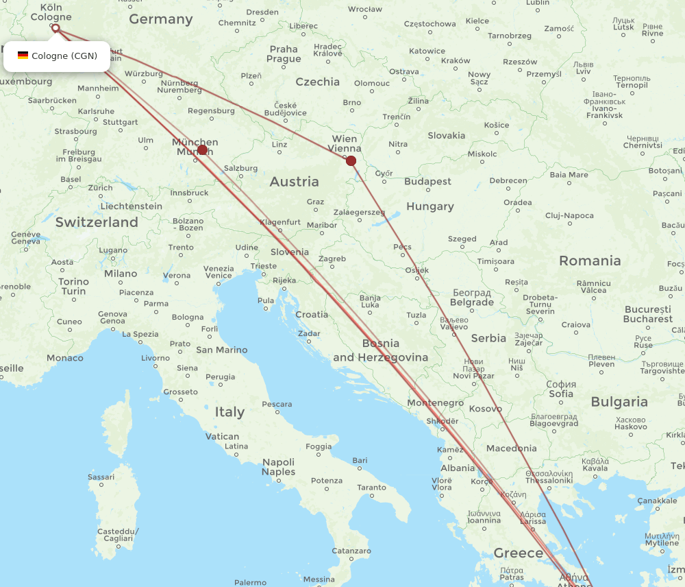 CGN-JTR flight routes