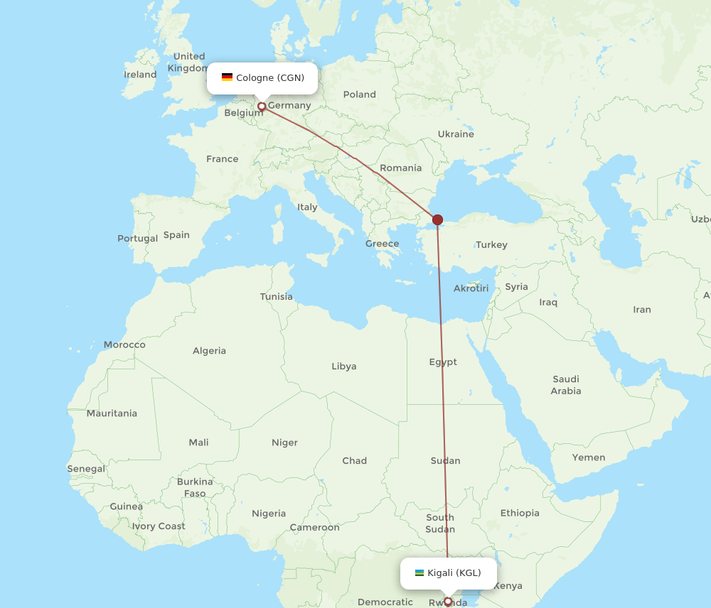 CGN-KGL flight routes