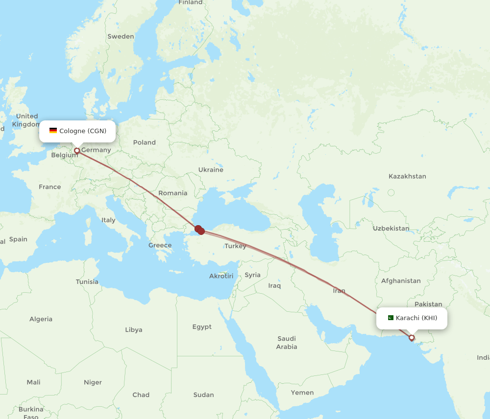 CGN-KHI flight routes