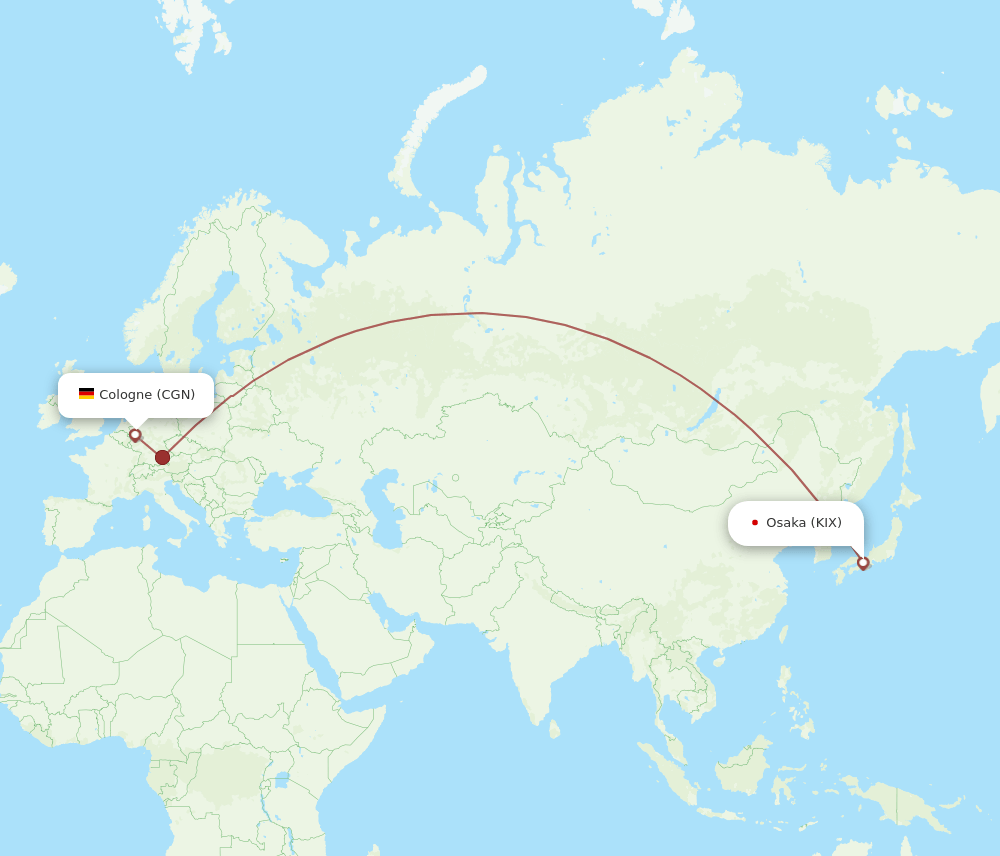 CGN-KIX flight routes