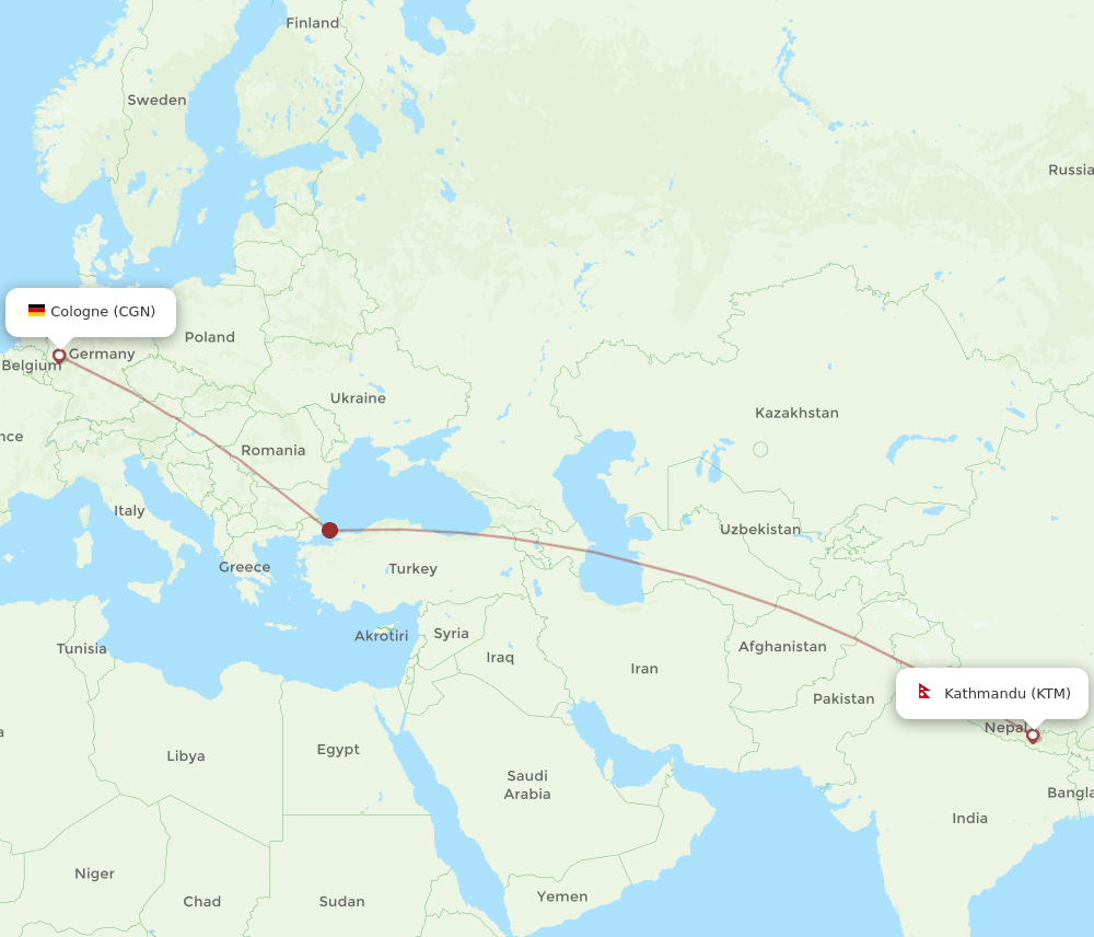 CGN-KTM flight routes