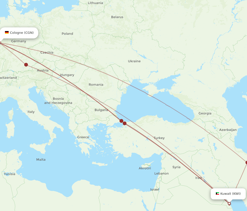 CGN-KWI flight routes
