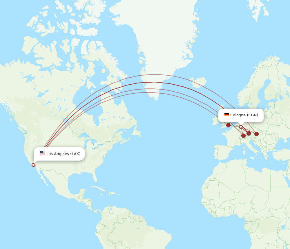CGN-LAX flight routes