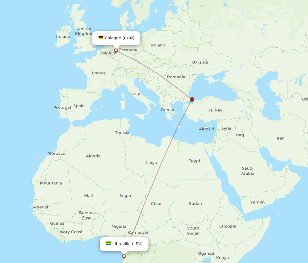 CGN-LBV flight routes