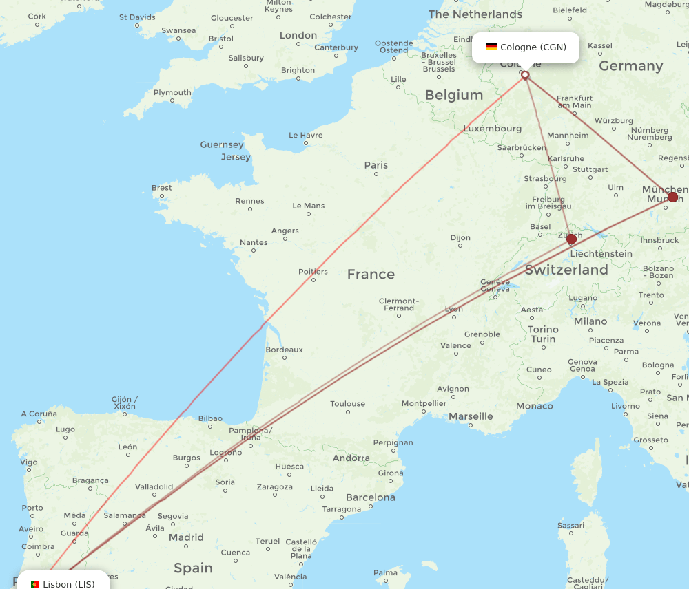 CGN-LIS flight routes