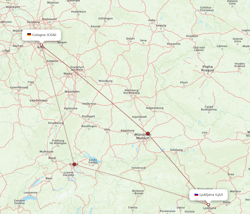 CGN-LJU flight routes