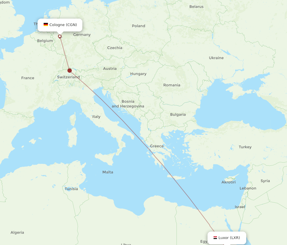 CGN-LXR flight routes