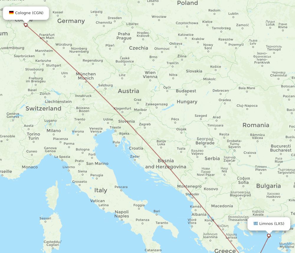 CGN-LXS flight routes