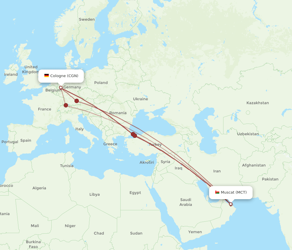CGN-MCT flight routes