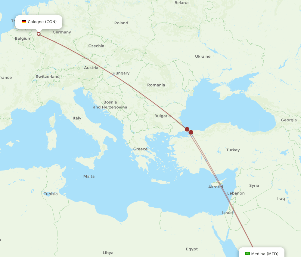 CGN-MED flight routes