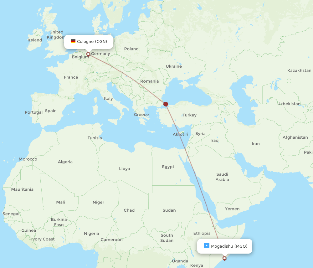 CGN to MGQ flights and routes map