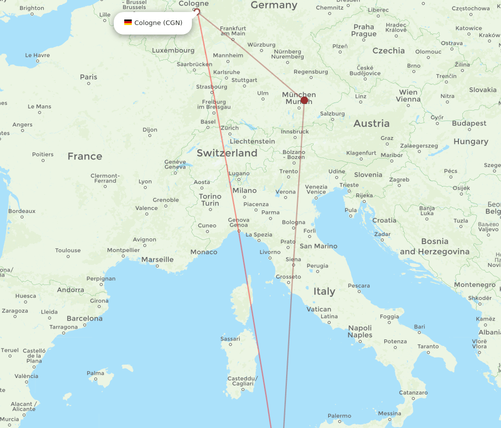 CGN-MIR flight routes