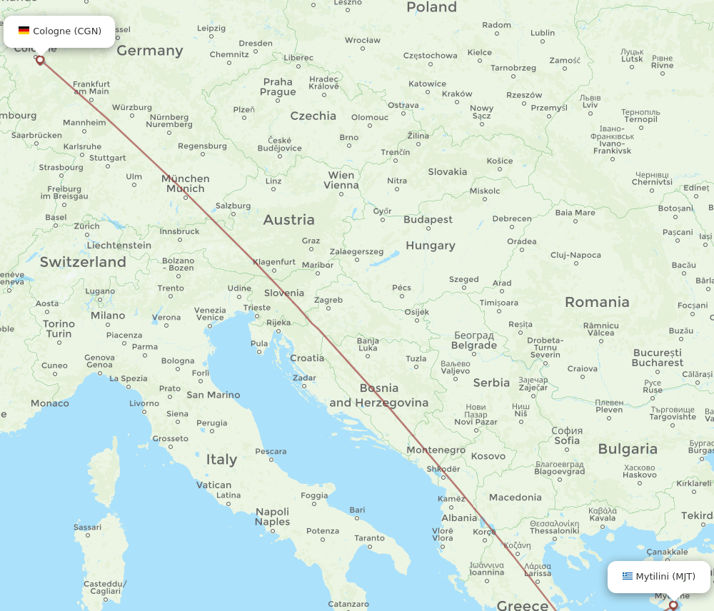 CGN-MJT flight routes