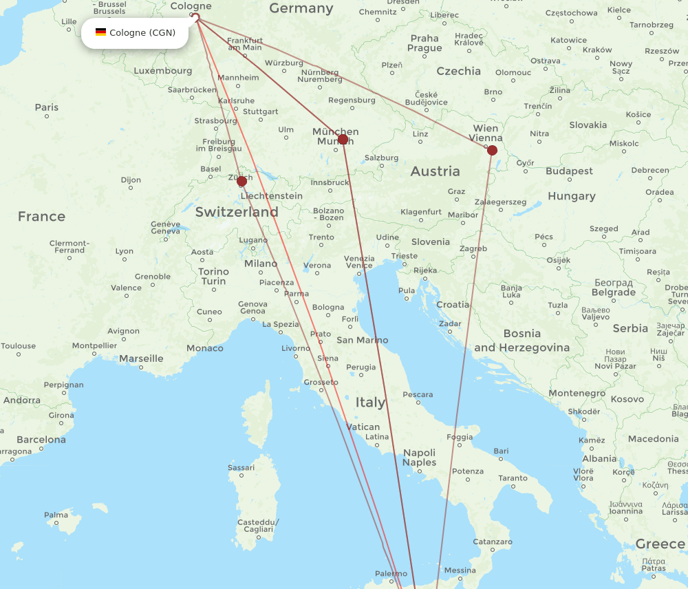 CGN-MLA flight routes