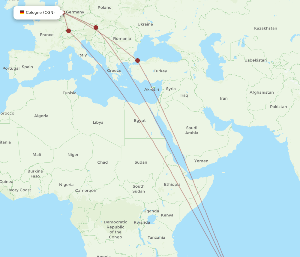 CGN-MRU flight routes