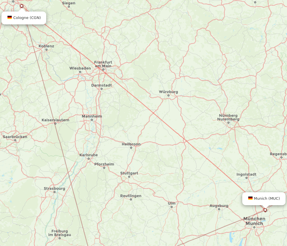 CGN to MUC flights and routes map