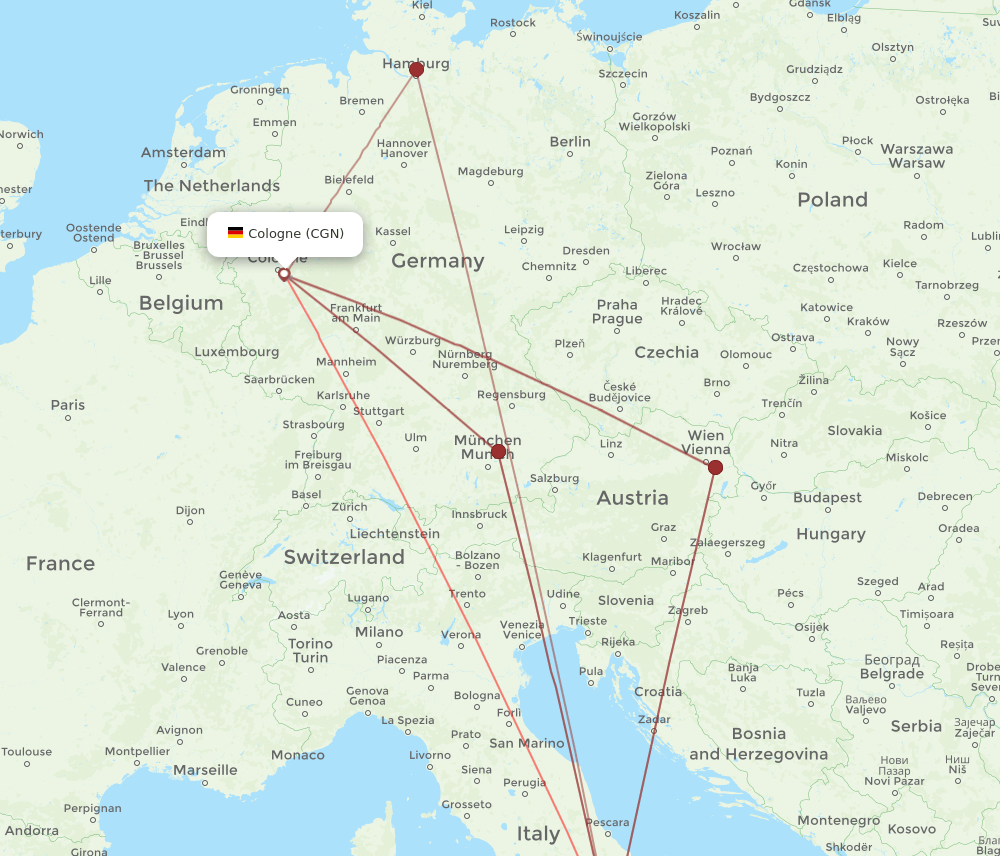 CGN-NAP flight routes