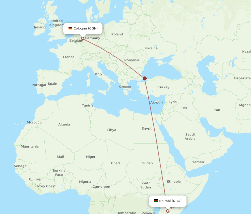 CGN-NBO flight routes