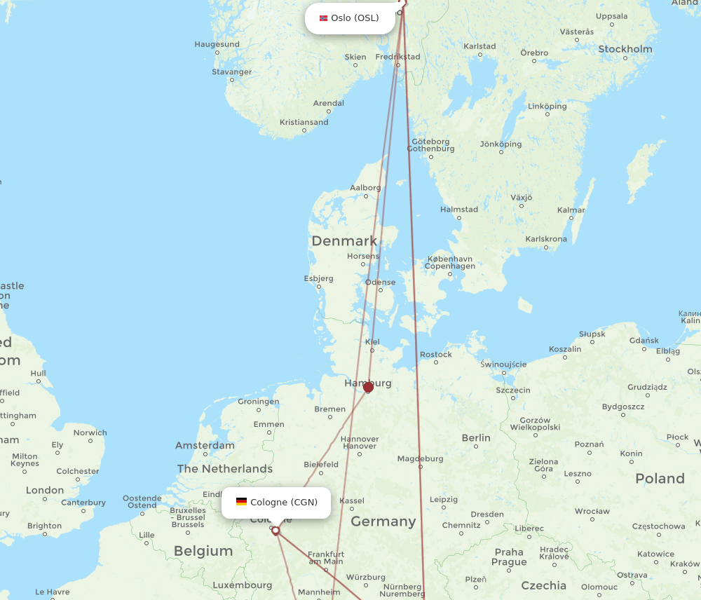 CGN-OSL flight routes