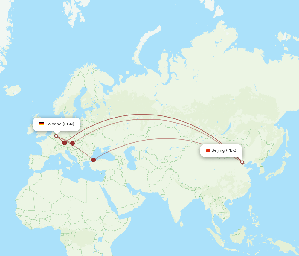 CGN-PEK flight routes