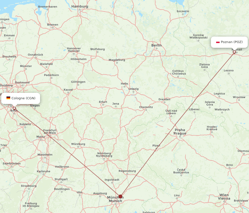 CGN-POZ flight routes