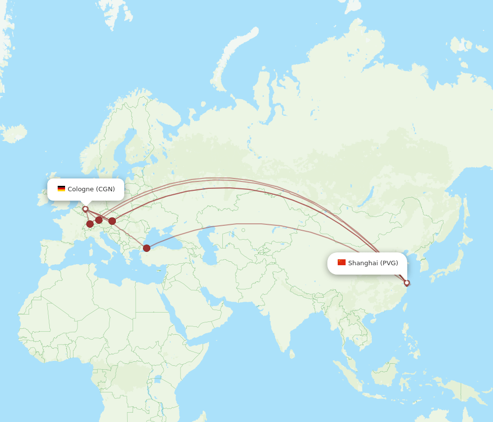 CGN-PVG flight routes