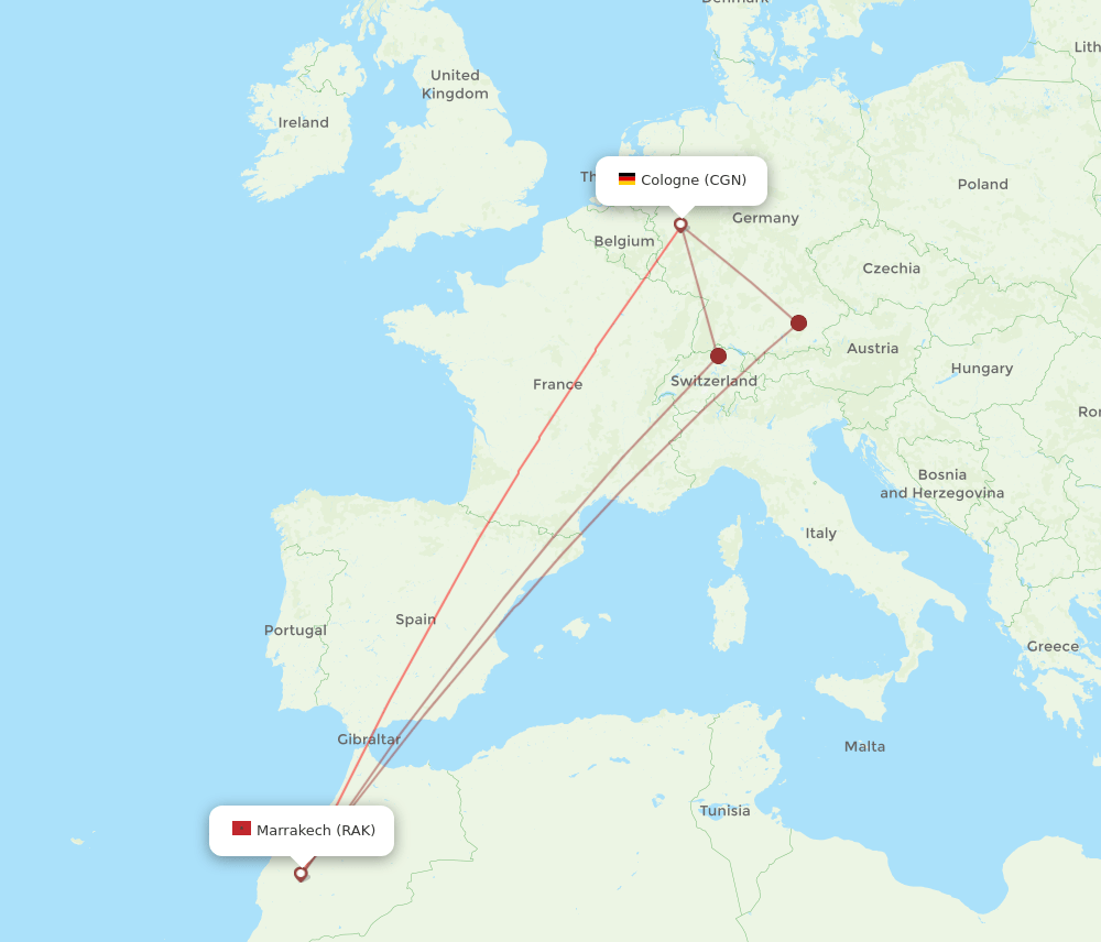 CGN-RAK flight routes