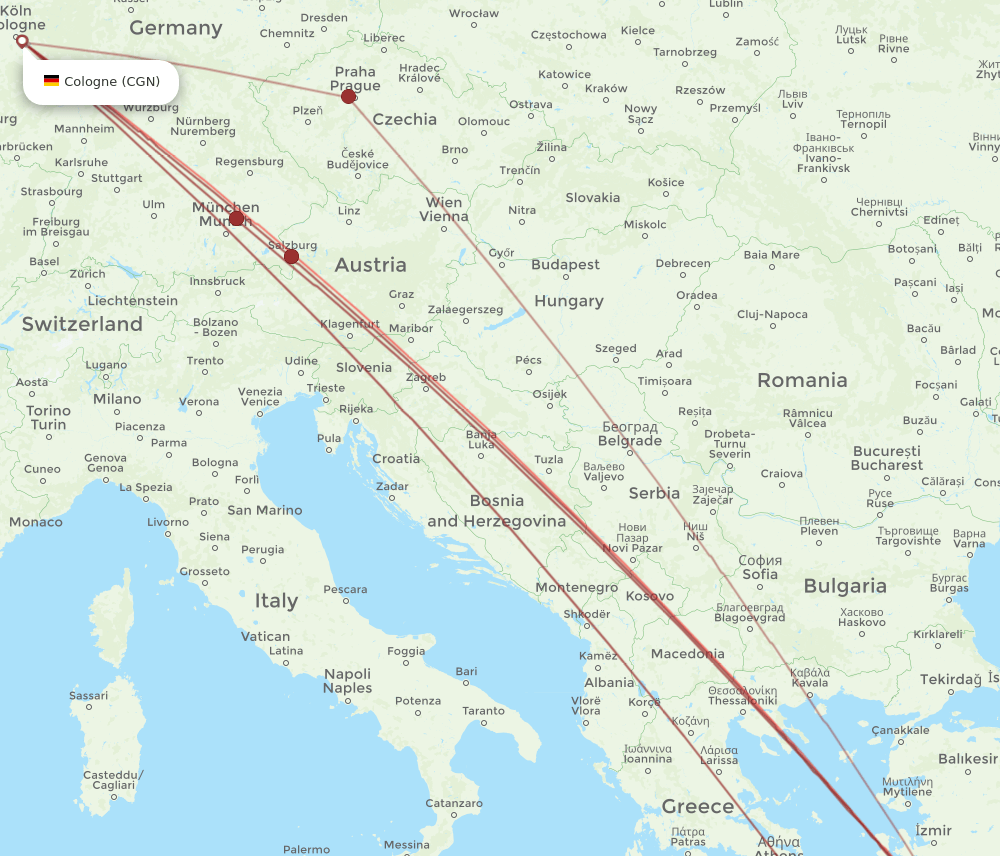 CGN-RHO flight routes