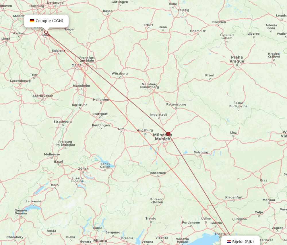 CGN-RJK flight routes