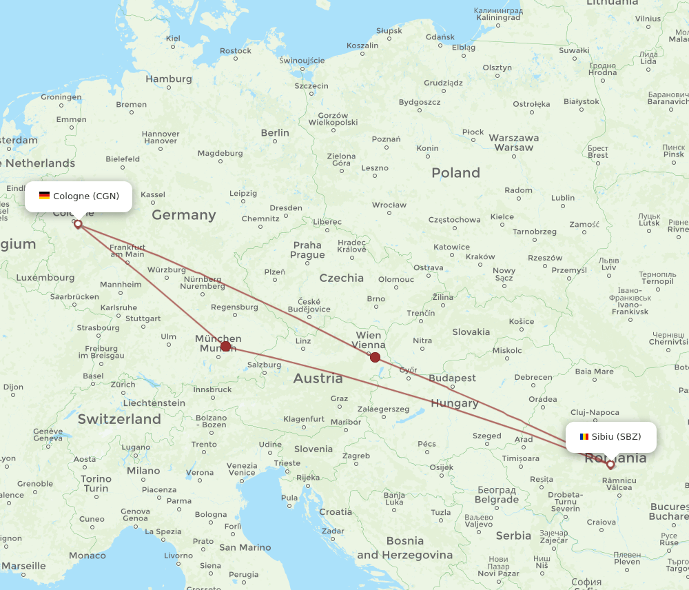 CGN-SBZ flight routes