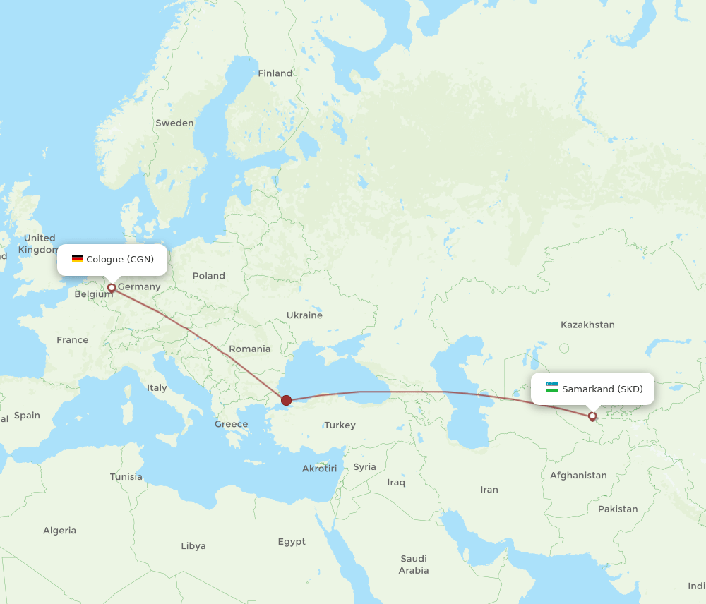 CGN-SKD flight routes