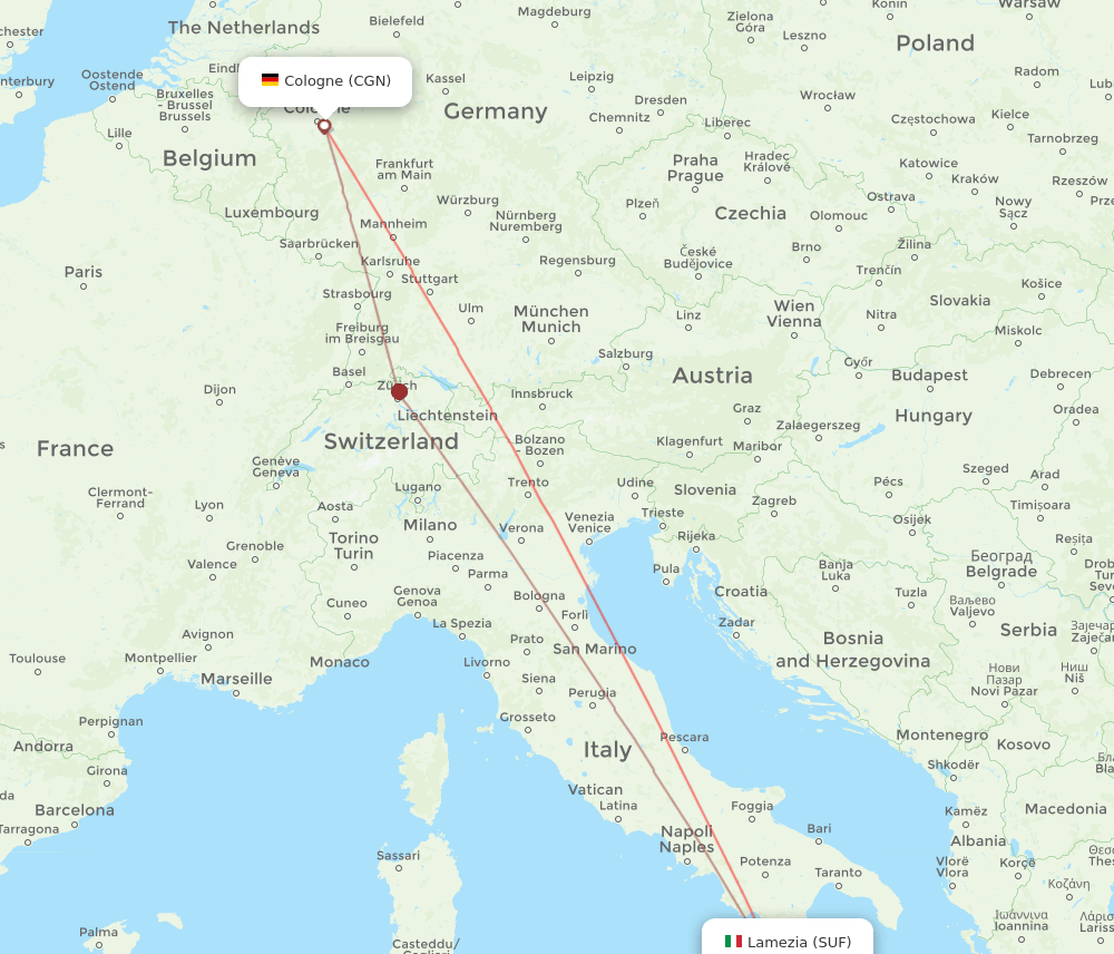 CGN-SUF flight routes