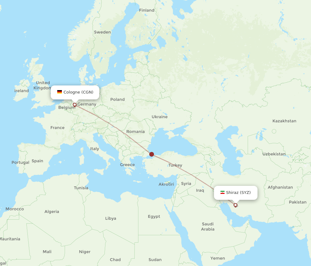 CGN-SYZ flight routes