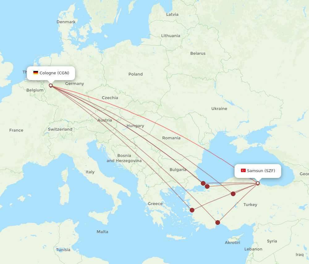 CGN-SZF flight routes