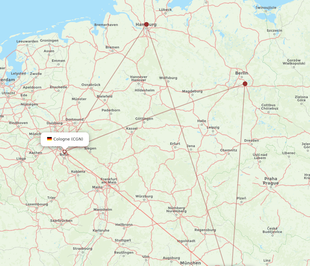 CGN to SZG flights and routes map