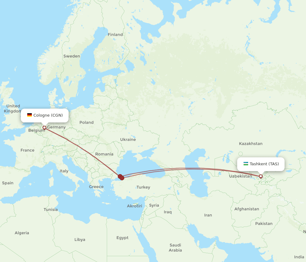 CGN-TAS flight routes