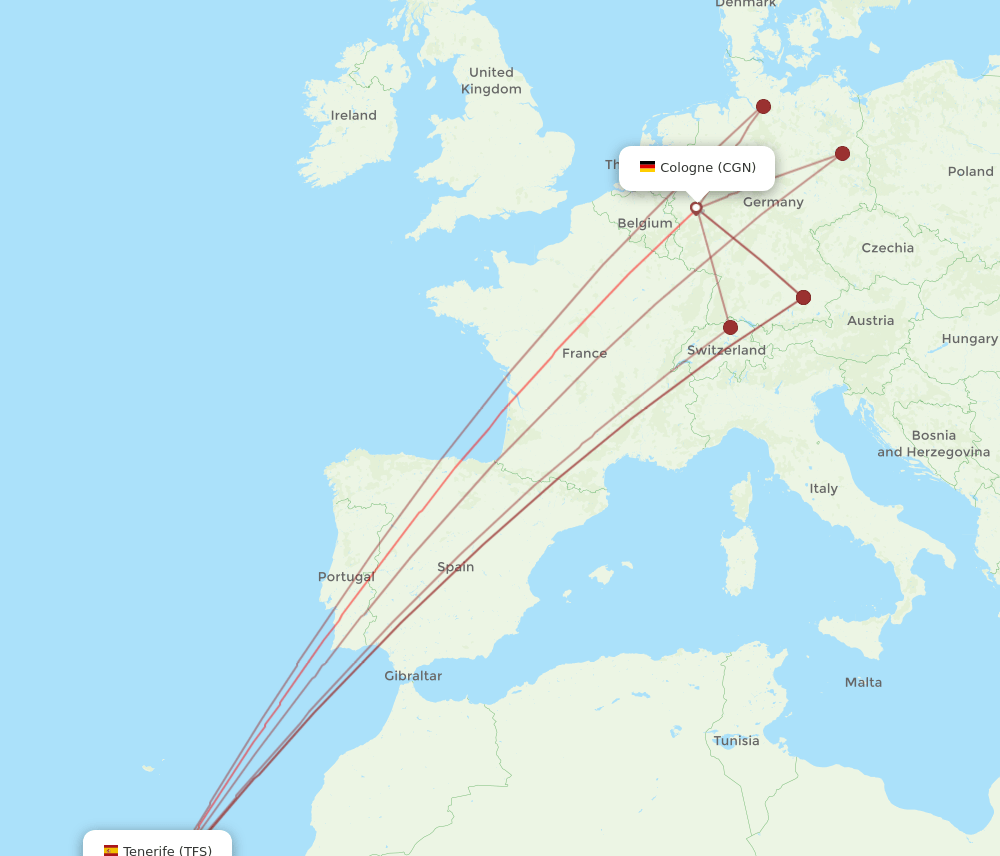 CGN-TFS flight routes