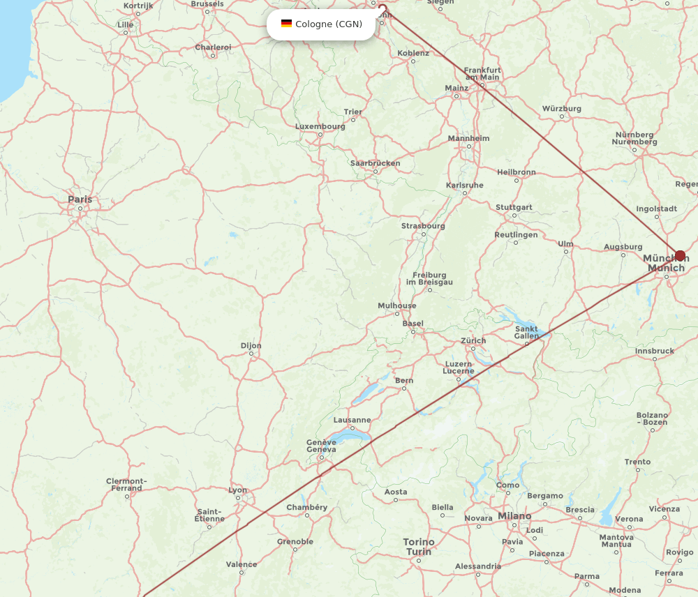 CGN to TLS flights and routes map